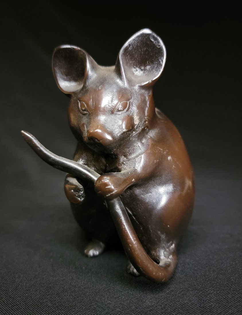 Vintage Bronze Feng Shui Mouse Rat Statue (1 of 5)