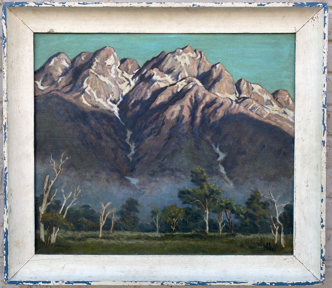 Monogrammed Modernist Painting from Wanamaker Gallery (1 of 9)