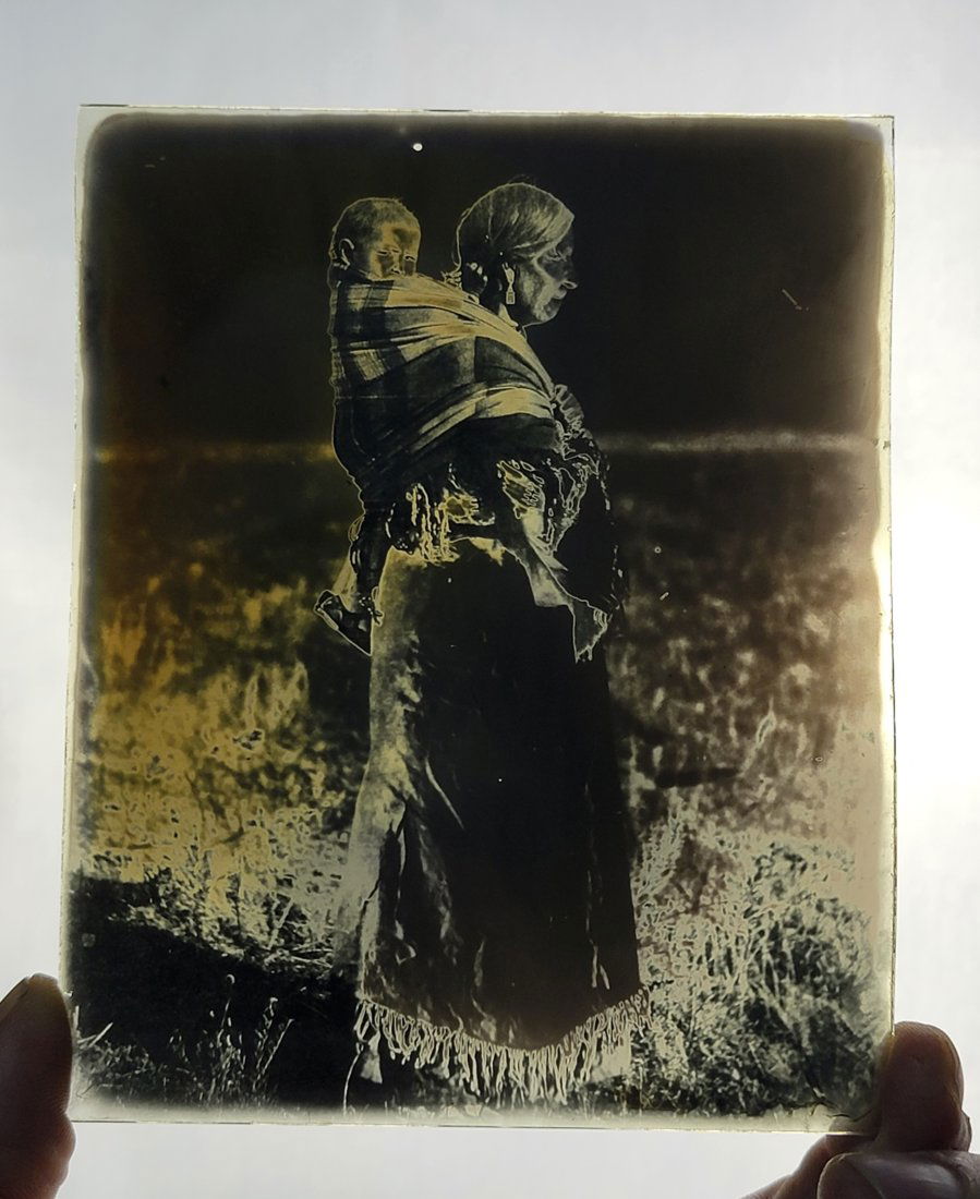 Antique Glass Photo Negative - Native woman w/ child (1 of 3)