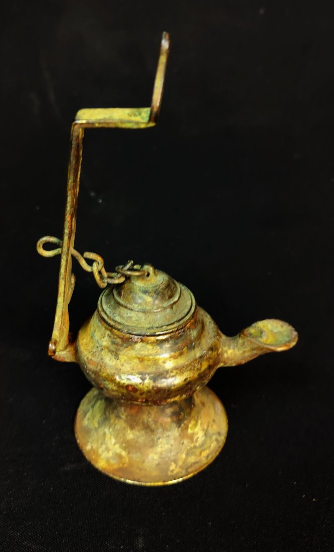 Antique Hanging Oil Lamp 18th Century: Antique hanging oil lamp 18th century. This type of lamp could be used for a hanging or standing light