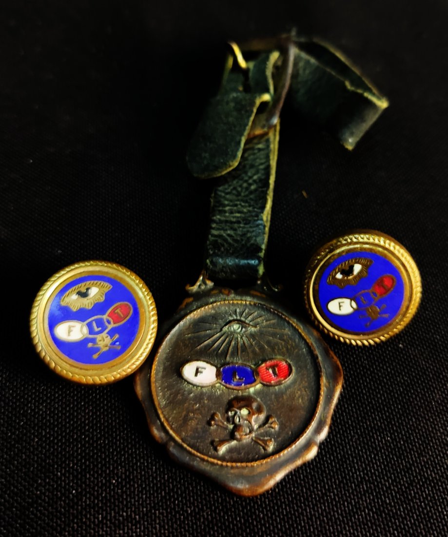 Odd Fellows Cufflinks And Watch Fob: Odd Fellow Cufflinks and watch Fob each item has FLT across the front wich stands for Friendship, Love and Truth.