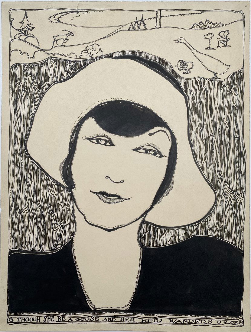 Tony Laselle  Illustration in ink c. 1920 Ex B. Sandzen coll. (1 of 7)