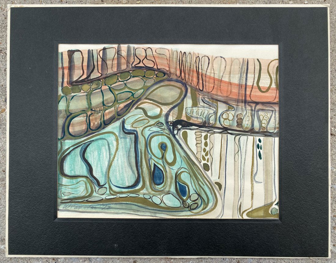 Wanda Carpenter Abstract titled Noix Watercolor Pencil 1971 (1 of 5)