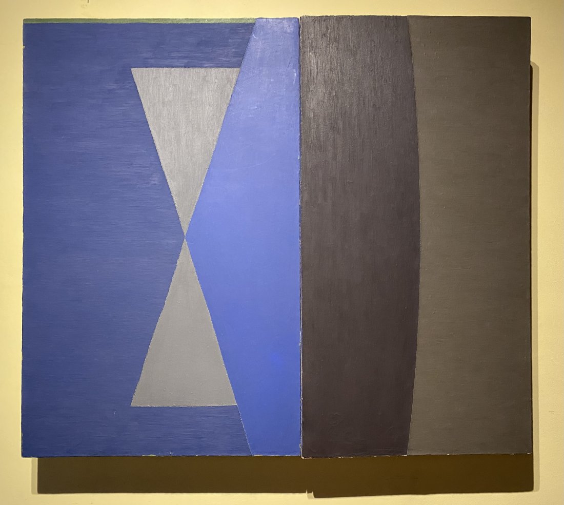 Jon Groom abstract titled Everyday and dated 1984: Jon groom abstract color field two piece oil on canvas painting. The painting is titled Everyday and date 1984.