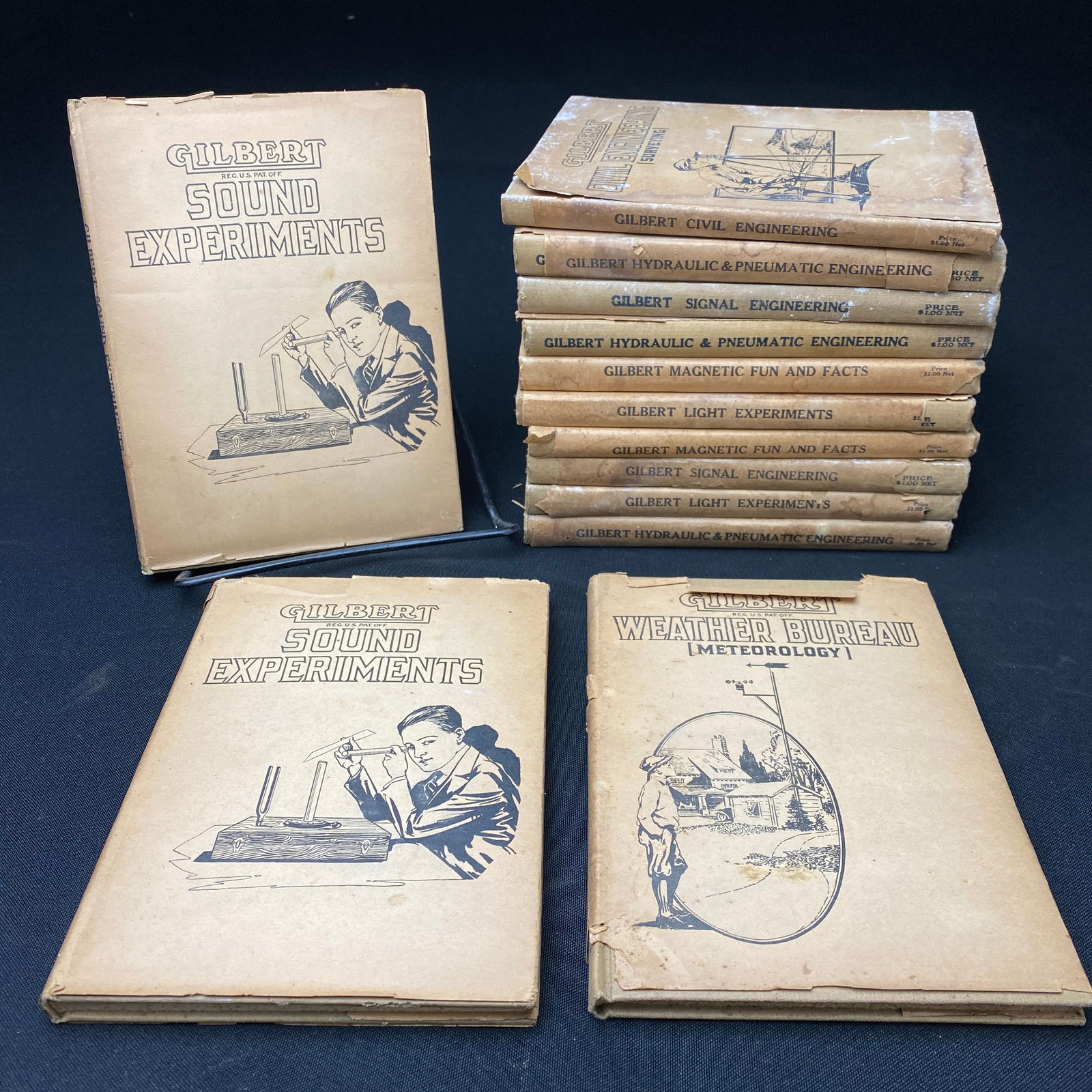 Set of 13 Gilbert Science Books c. 1909 to 1920 with Dust Jackets: Set of 13 Gibert science books dating between 1909 and 1920. All the books have their original dust jackets except 2. They have various authors and were published by the A. C. Gilbert Company.