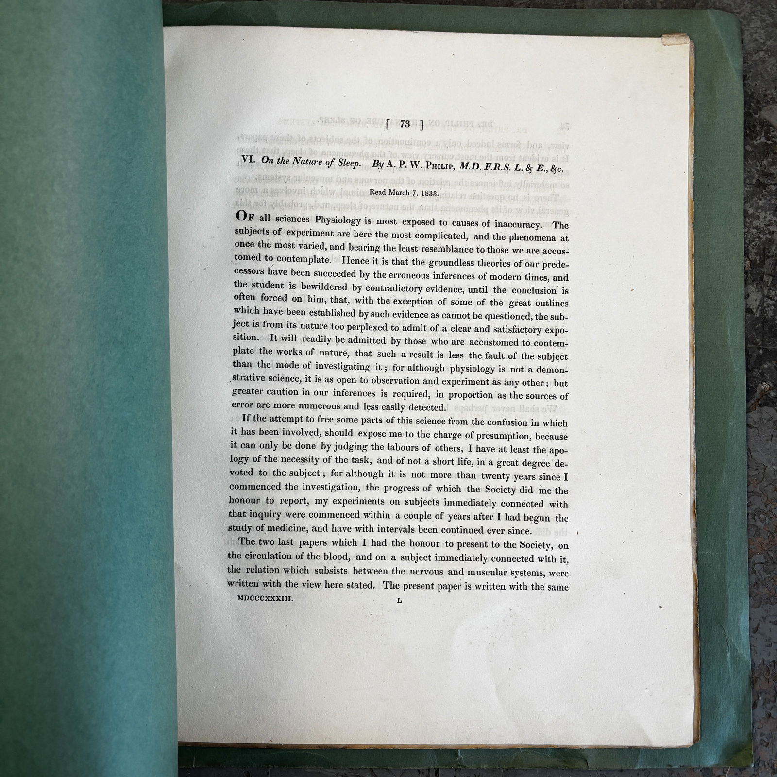 Antique Scientific Journal Dr. Philip On The Nature Of Sleep 1833: Antique scientific journal On the Nature of Sleep, by A.P.W. Philip. 1833. The Booklet was bound and retailed by Henry southern London.