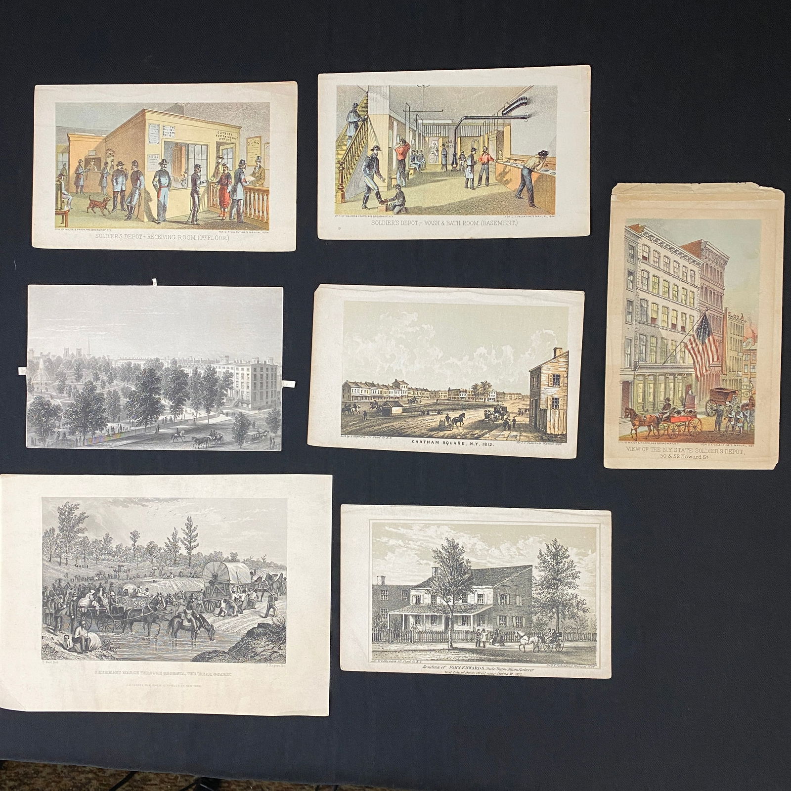 Lot of 7 Antique engravings Civil War and City Views (1 of 8)