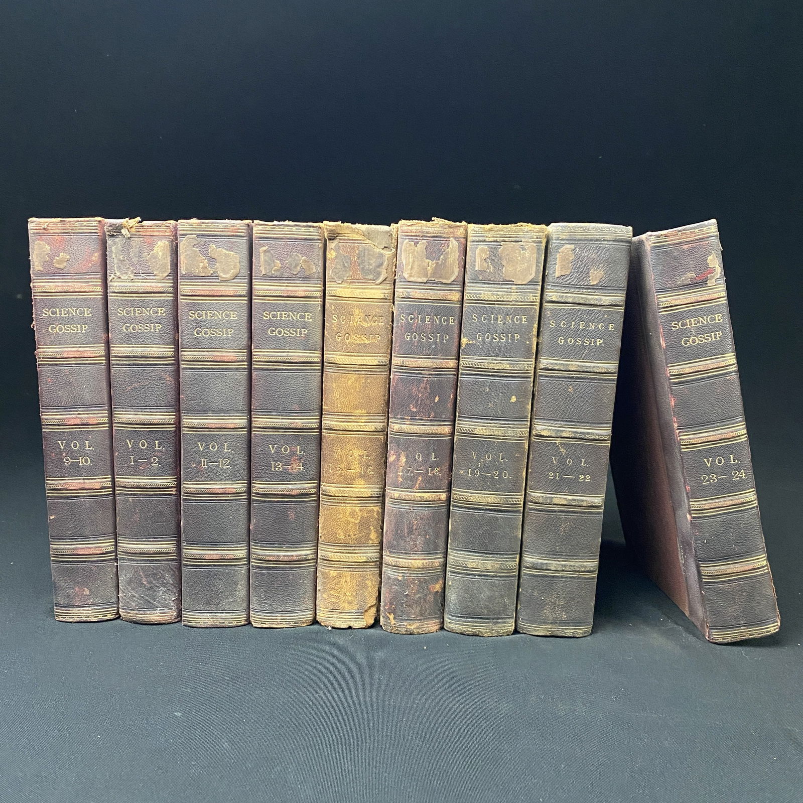 Lot of 9 19th c Hardwick's Science and Gossip Leather Books (1 of 8)