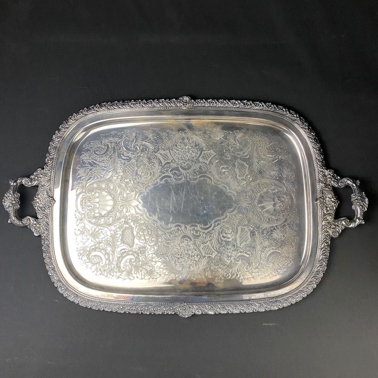 Large Heavy Wilcox Silverplate Tea Tray (1 of 5)