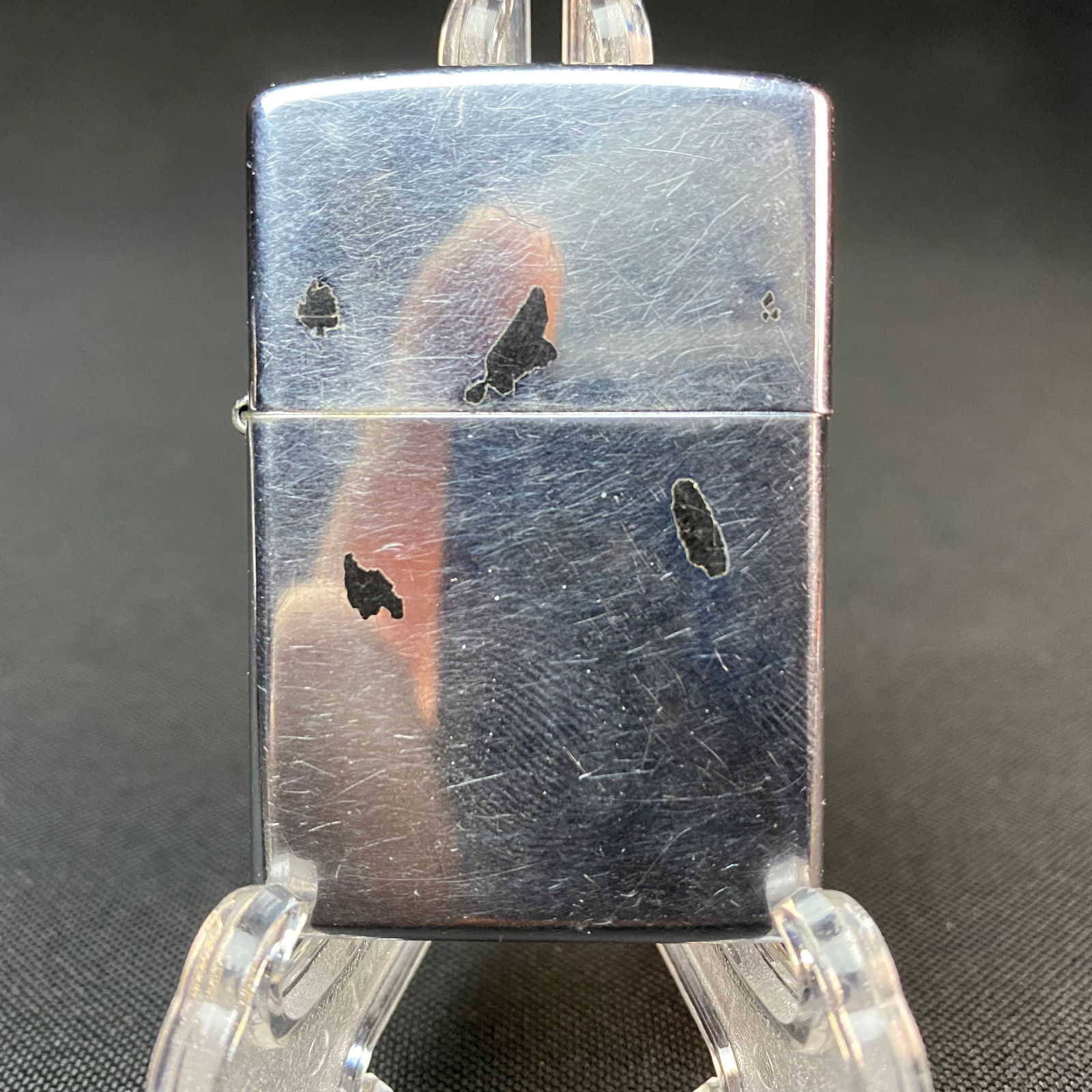 Chrome Zippo Lighter with Hand Engraved Initials on Back. (1 of 10)