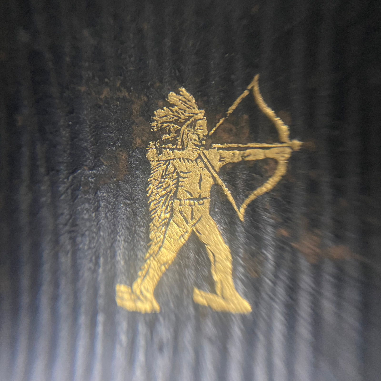 Tiny Pocket notebook with embossed gold leaf native American archer - 2