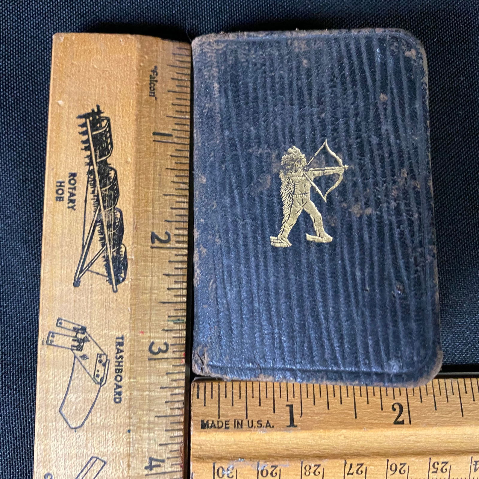 Tiny Pocket notebook with embossed gold leaf native American archer - 6