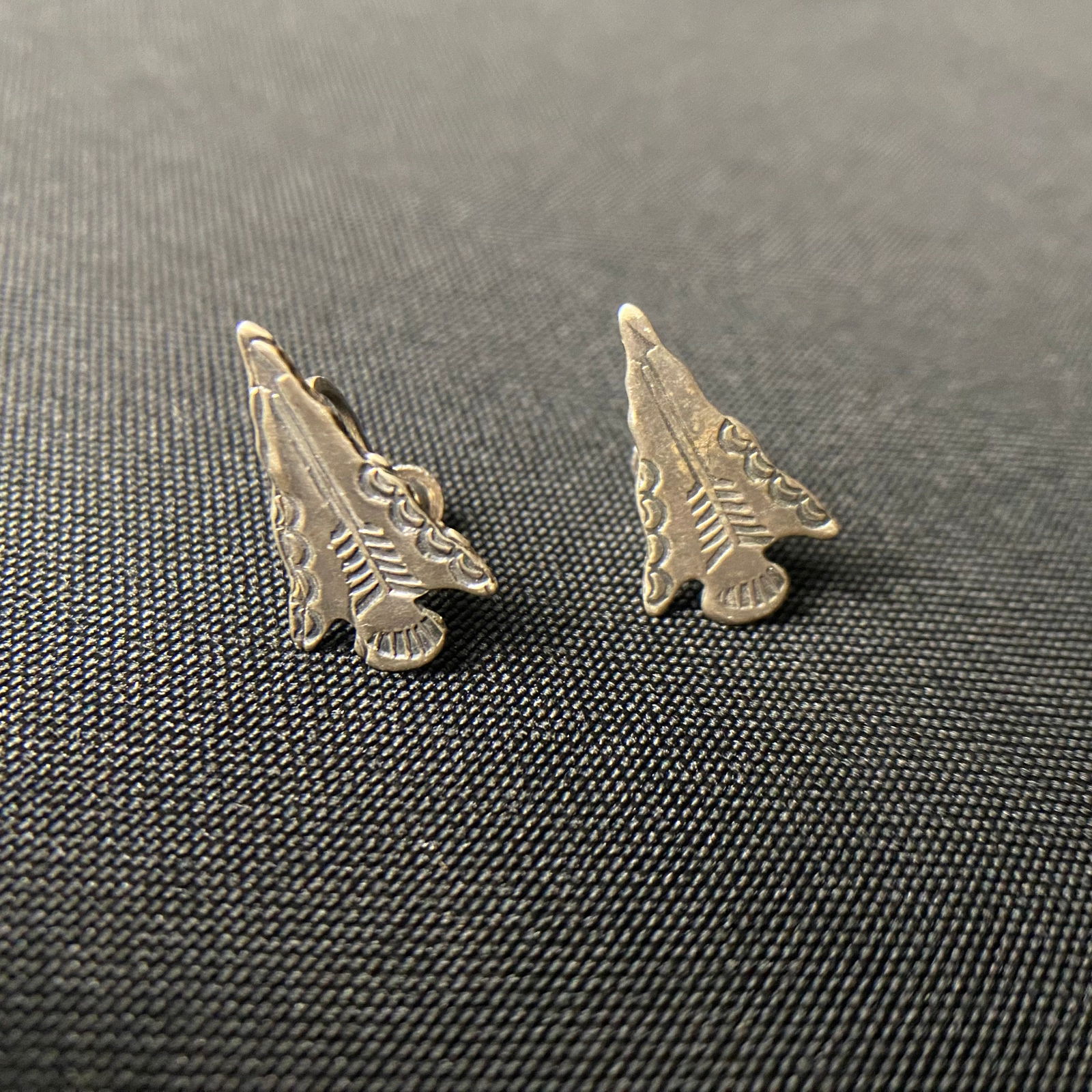 Sterling Silver Arrowhead Screw Back Earrings - 2