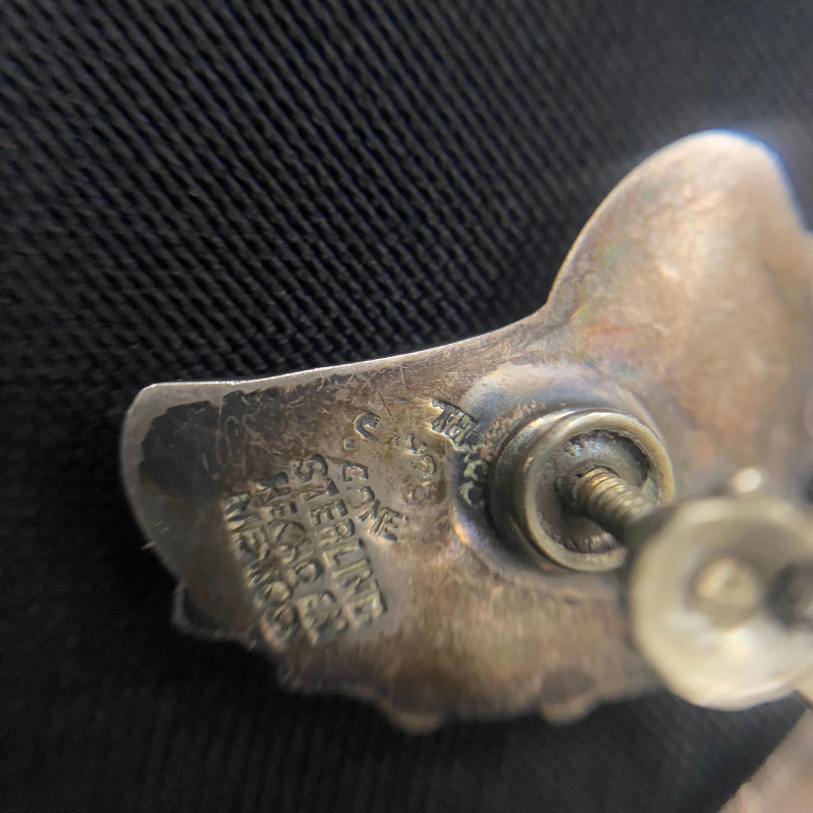 Sterling Silver Segmented Shell-like Designed Screw Back Earrings - 6