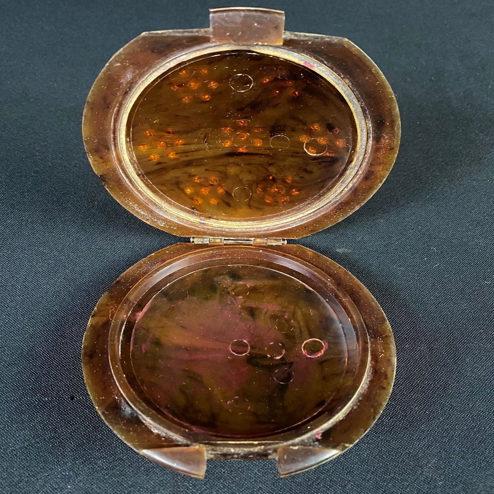 Semi Translucent Carved Faux Turtle Shell Container - 2