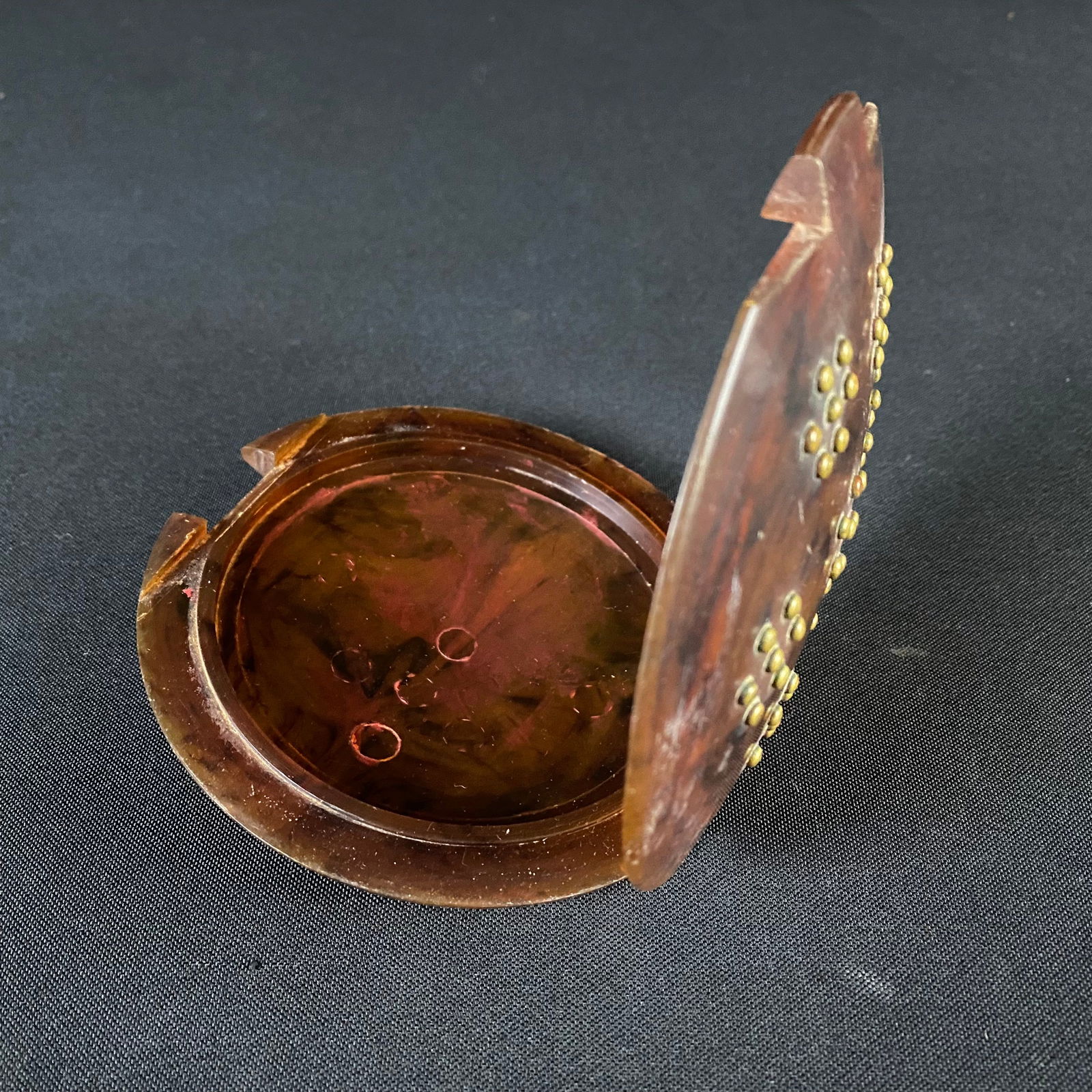 Semi Translucent Carved Faux Turtle Shell Container - 3