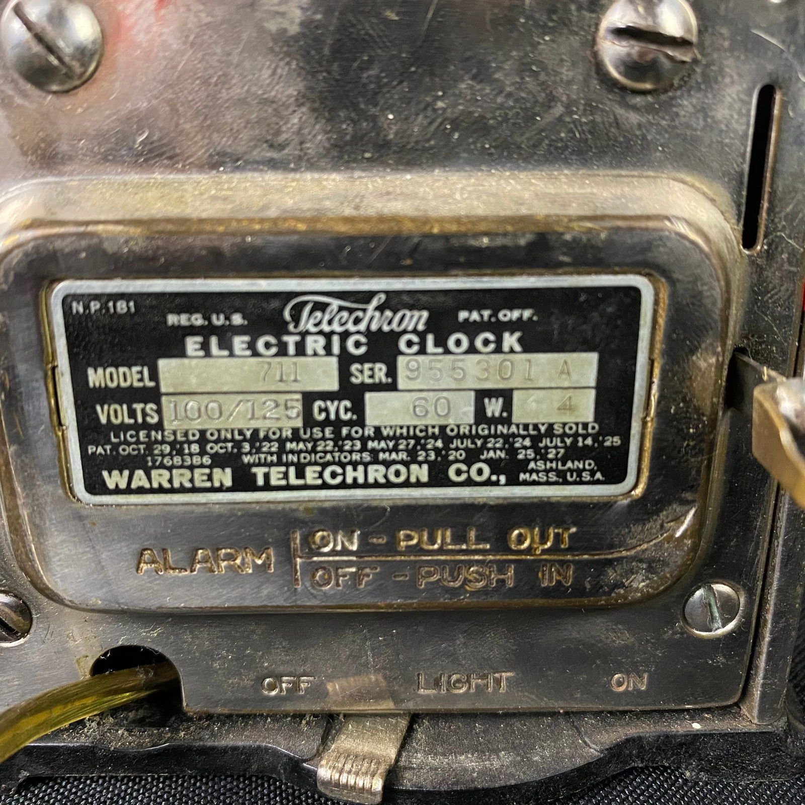 Telechrom model 711 alarm clock - 5