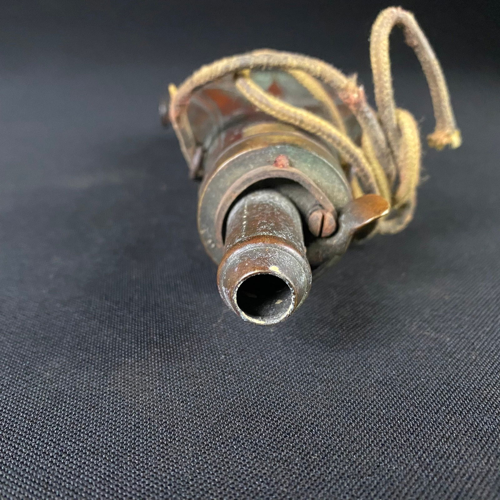 Antique Brass Muzzleloader Powder Flask - 4