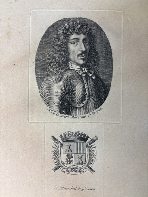 Antique French Engraving of Jean De Gaission (1609-1647) Marechal De France.: Antique French Engraving of Jean De Gaission (1609-1647) Marechal De France.