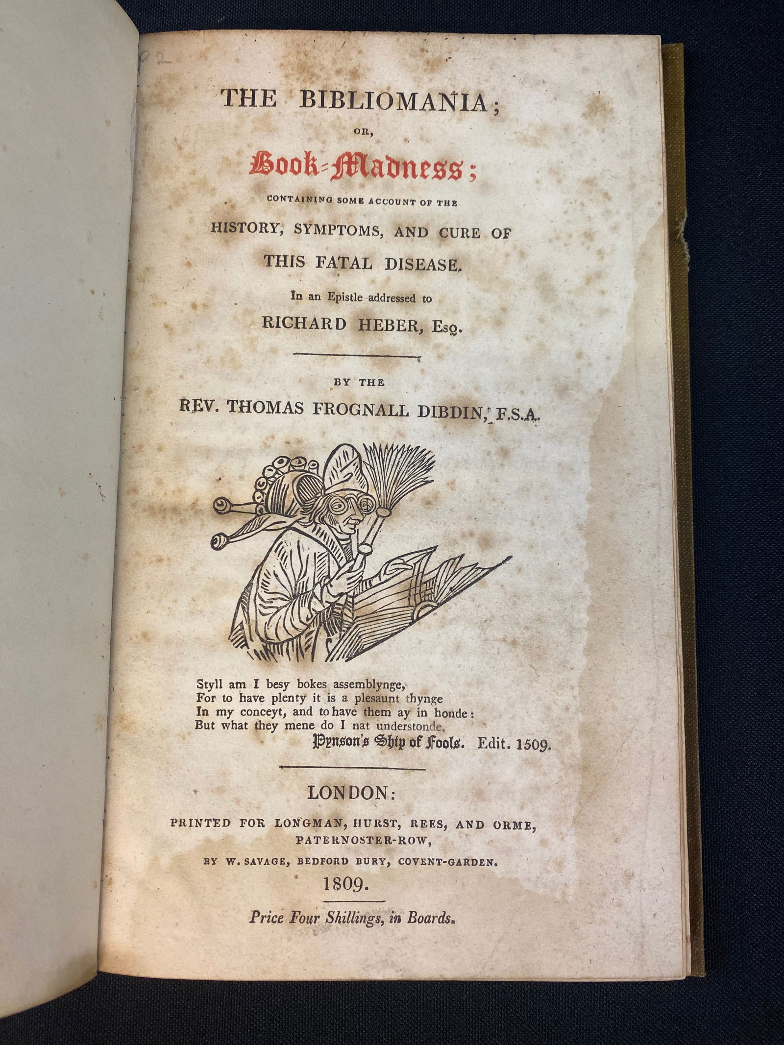 Vintage copy of The Bibliomainia or Book Madness, containing some account of the History, Symptoms, (1 of 3)