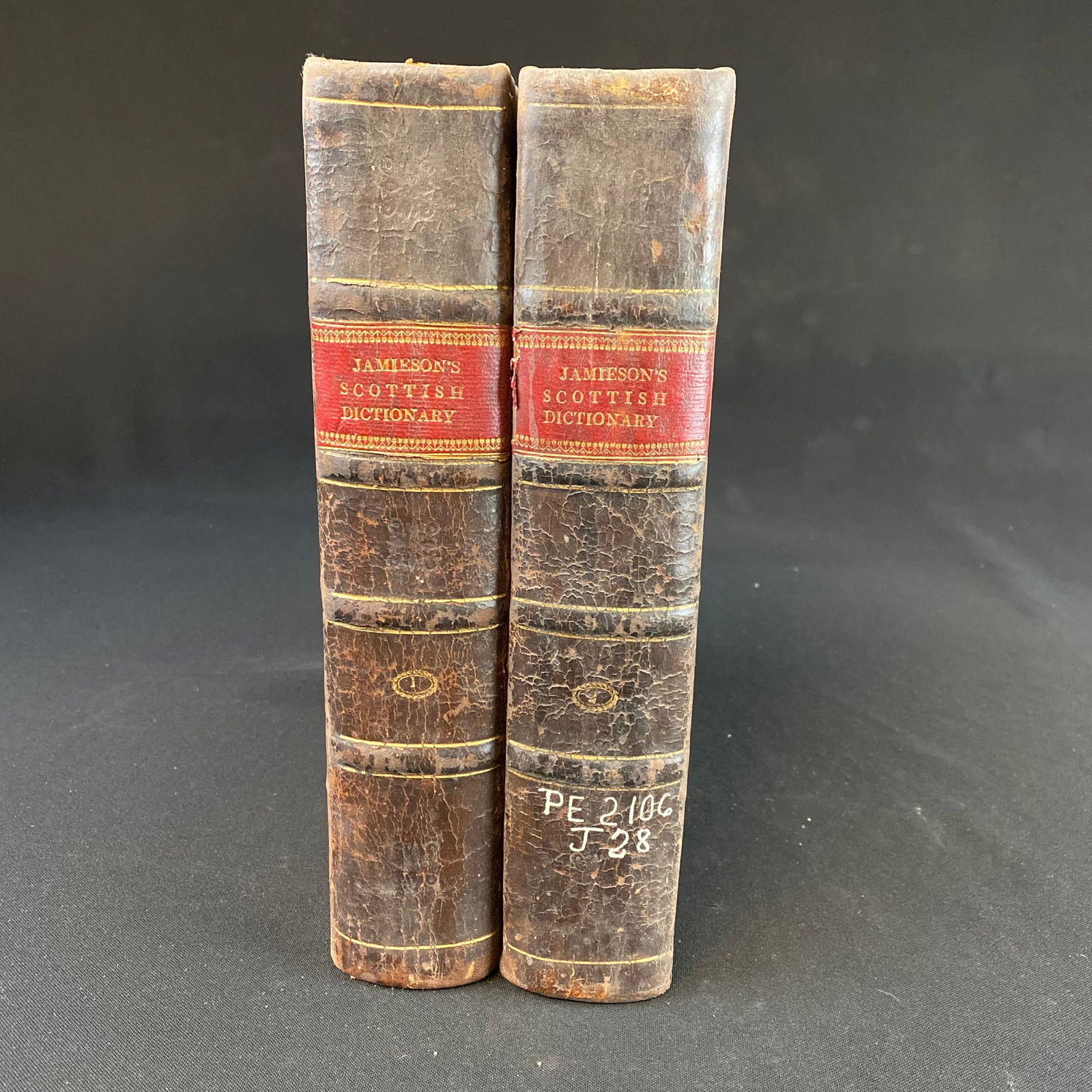 Vintage copies of An Etymological Dictionary of the Scottish Language published in Edinburgh: Vintage copies of An Etymological Dictionary of the Scottish Language published in Edinburgh printed at the University Press in 1808 volume one and two, a full dissertation on the origin of the Scotti
