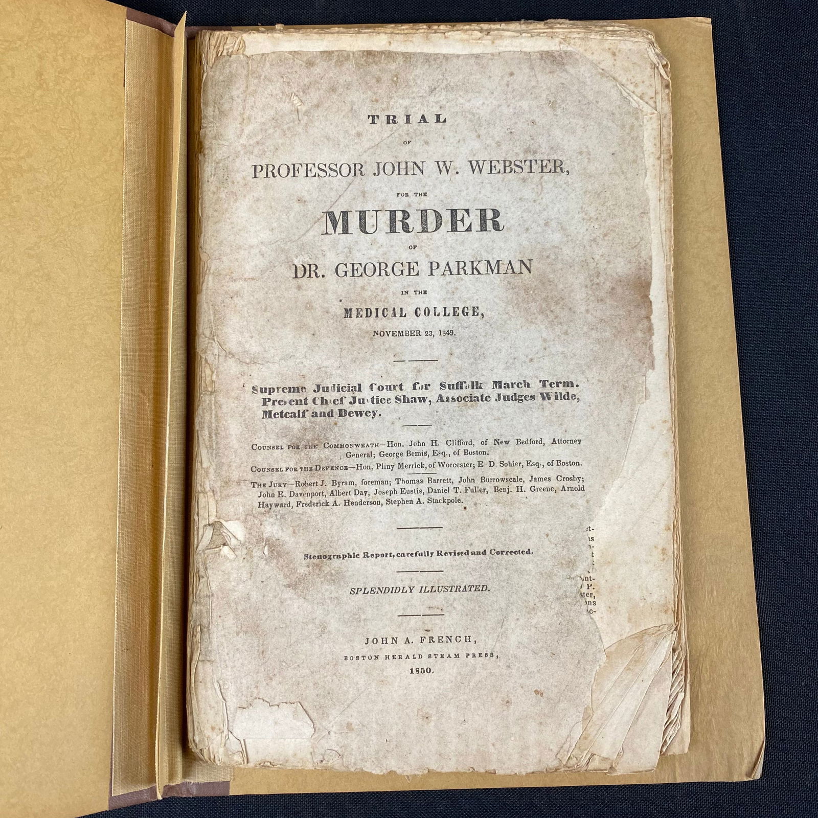 Vintage copy of Trial of Professor John W Webster for the Murder of George Parkman in the Medical (1 of 7)