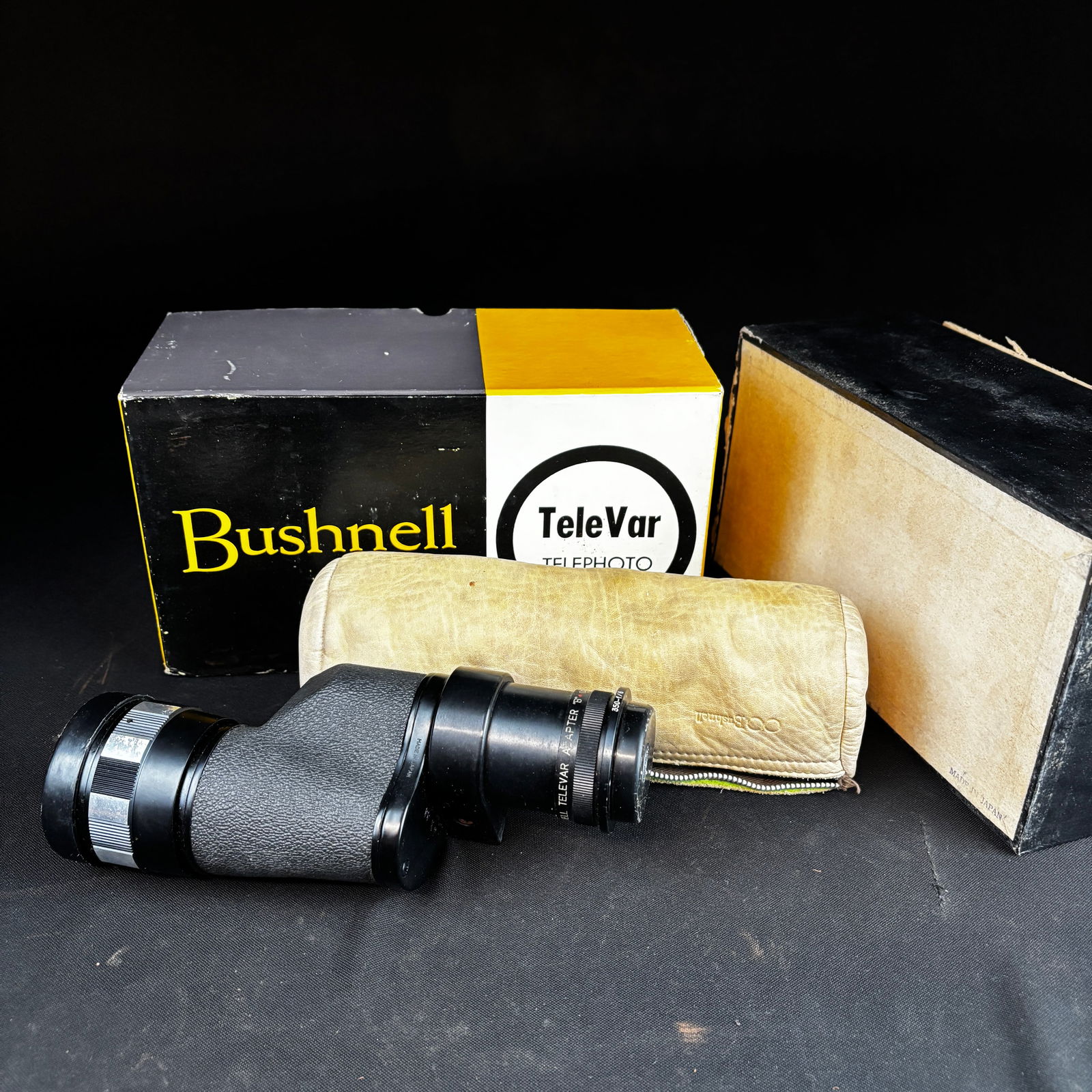 Vintage Bushnell Televar Telephoto Variable Monocular Scope: Vintage Bushnell Televar Telephoto Variable Monocular Scope, with variable focal lengths such as 325mm f/8, 500mm f/11, and 650mm f/16, manufactured by Bushnell corporation