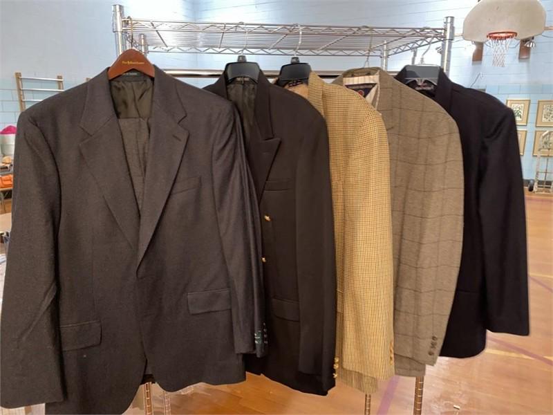 RALPH LAUREN SUIT & 4 JACKETS: RALPH LAUREN, TOMMY HILFIGER, LANDS END ETC.
