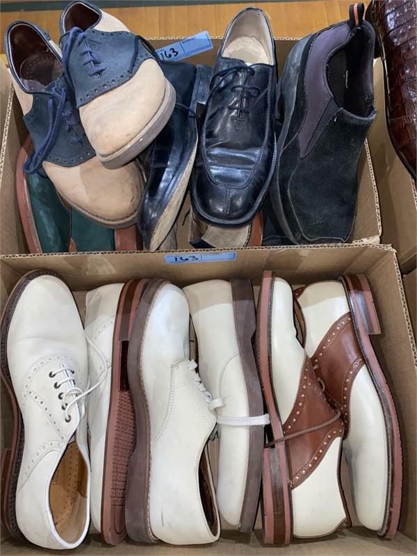 2 BOXES MEN'S DESIGNER DRESS SHOES: DEXTER, JOHNSON & MURPHY, TOMMY HILFIGER ETC.