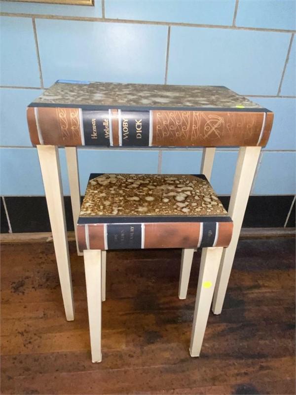 2 NESTING TABLES - FAUX BOOKS: 2 NESTING TABLES - FAUX BOOKS