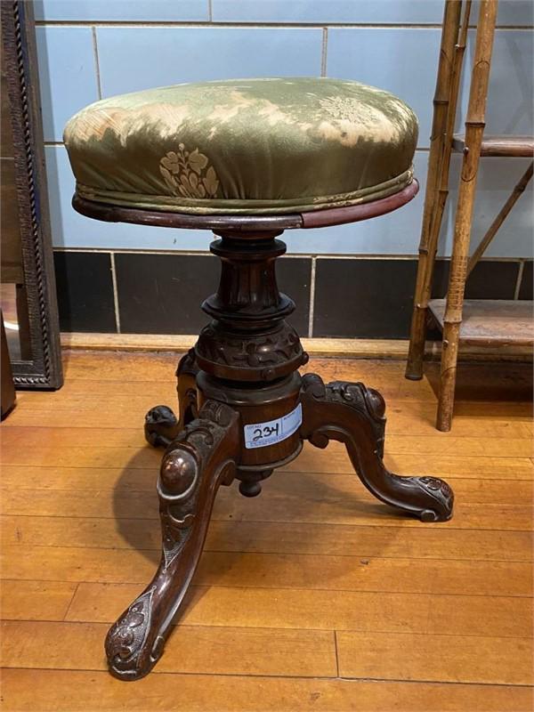 CARVED PIANO STOOL: CARVED PIANO STOOL