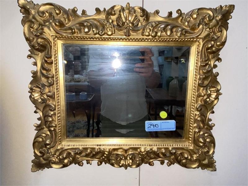 ANTIQUE GOLD GILT CARVED WOOD MIRROR: ANTIQUE GOLD GILT CARVED WOOD MIRROR