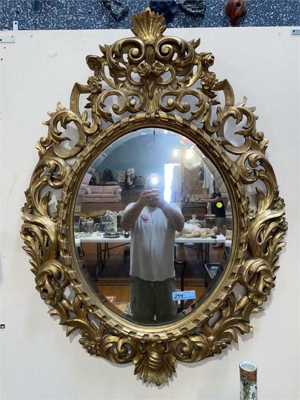 LARGE ANTIQUE CARVED WOOD GOLD GILT MIRROR Nov 15, 2020 Russum's