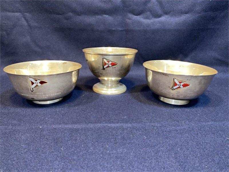 3 STERLING SILVER YACHTING TROPHIES 13.3 OZT: 3 STERLING SILVER YACHTING TROPHIES 13.3 OZT