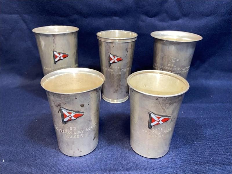 5 STERLING SILVER YACHTING TROPHIES 23.7 OZT: 5 STERLING SILVER YACHTING TROPHIES 23.7 OZT