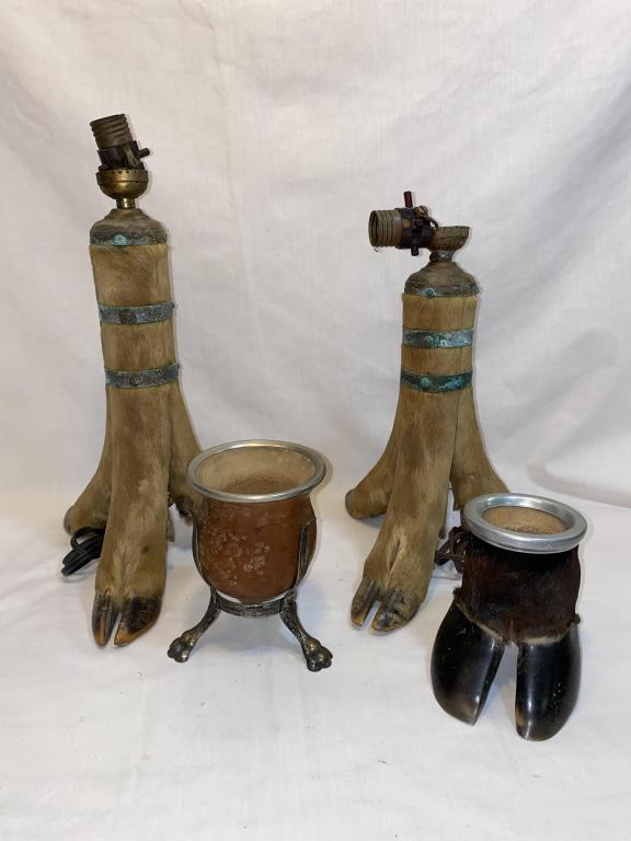 DEER FOOT LAMPS / HOOF BOWL: .
