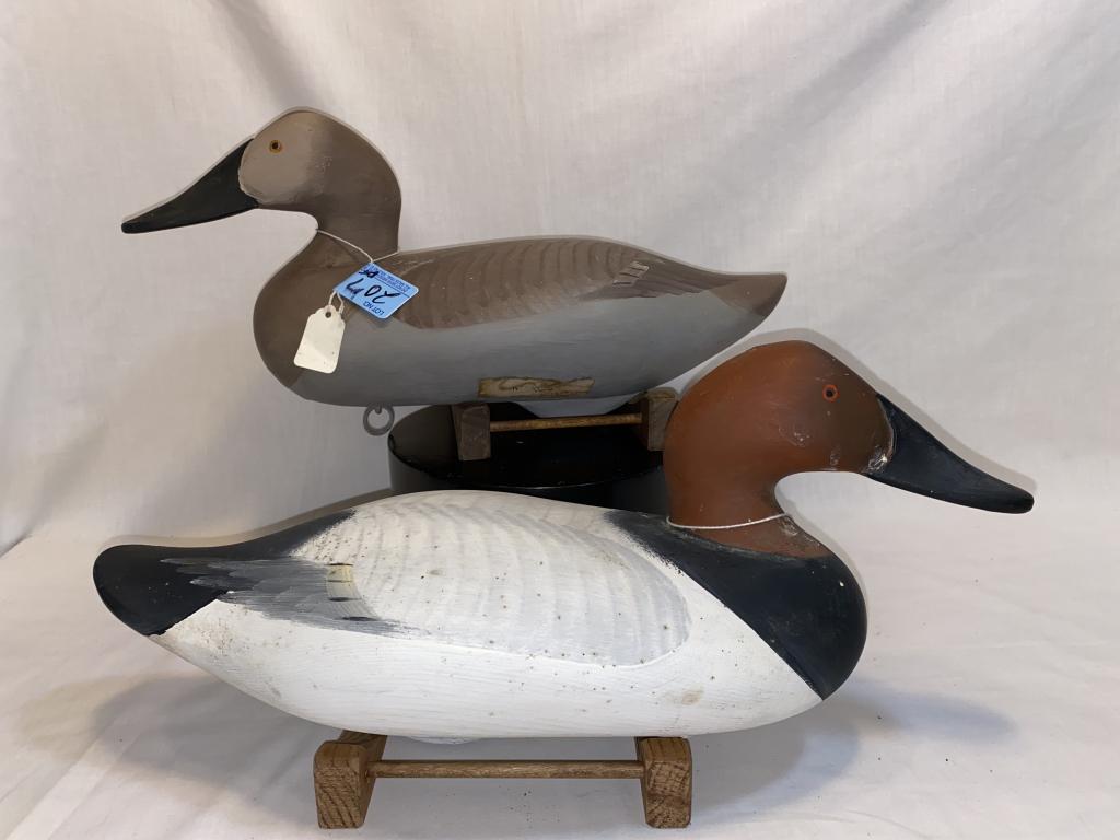PAIR of MADISON MITCHELL CANVASBACK DECOYS: TURNED HEADS