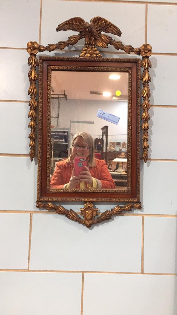 ANTIQUE CHIPPENDALE STYLE MIRROR WITH OPEN WING EA (1 of 5)