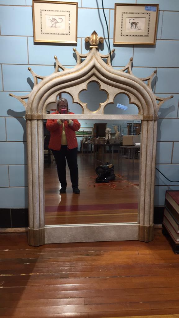 LARGE PAINT DECORATED MIRROR (1 of 6)