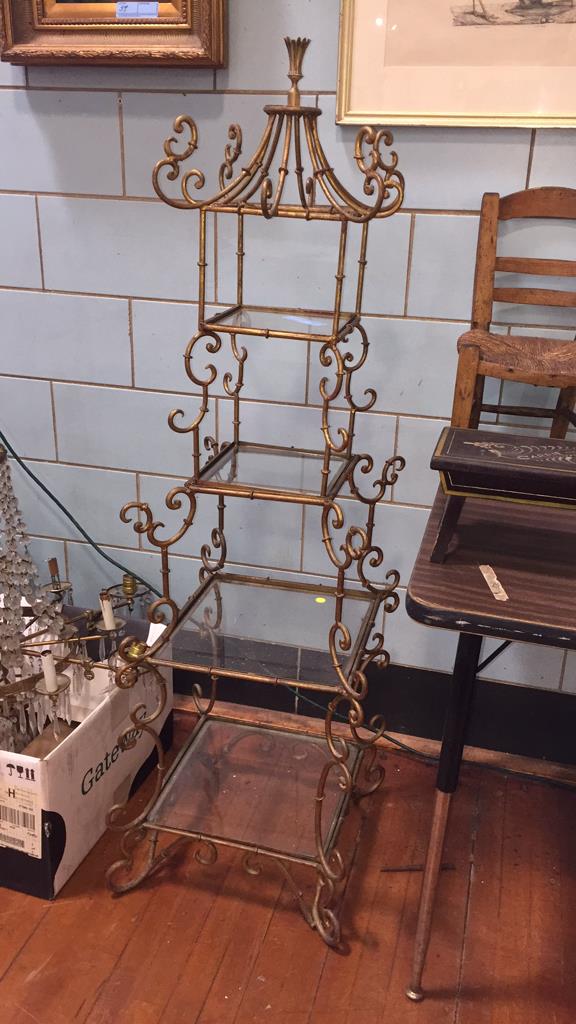 BRASS PAGODA STYLE 4 TIER SHELF (1 of 7)