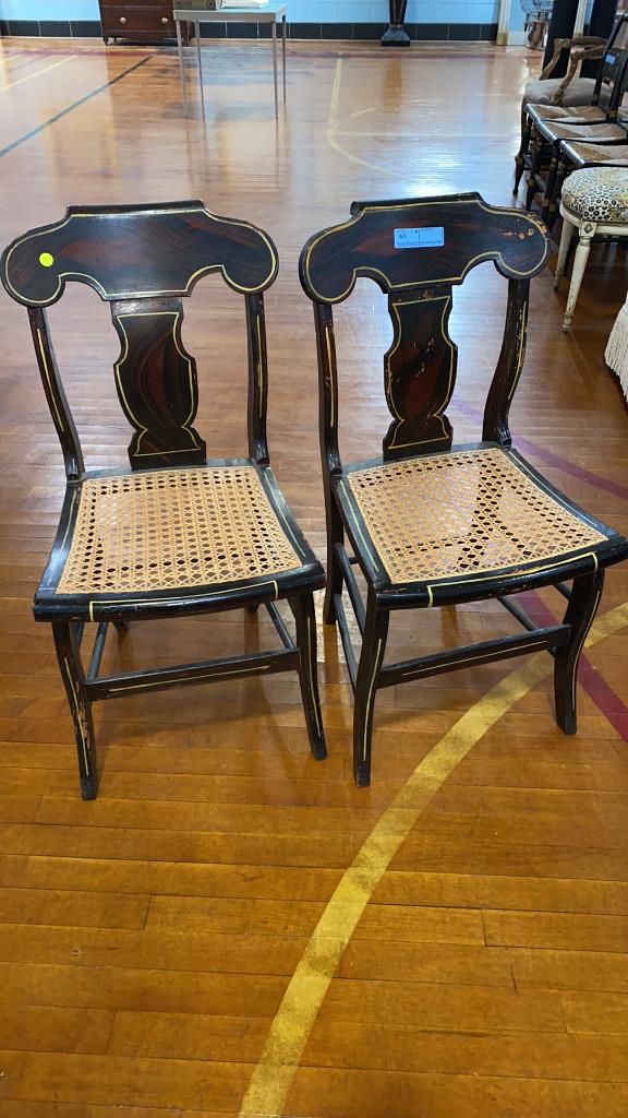 PAIR ANTIQUE WOOD GRAIN PAINTED SIDE CHAIRS (1 of 7)