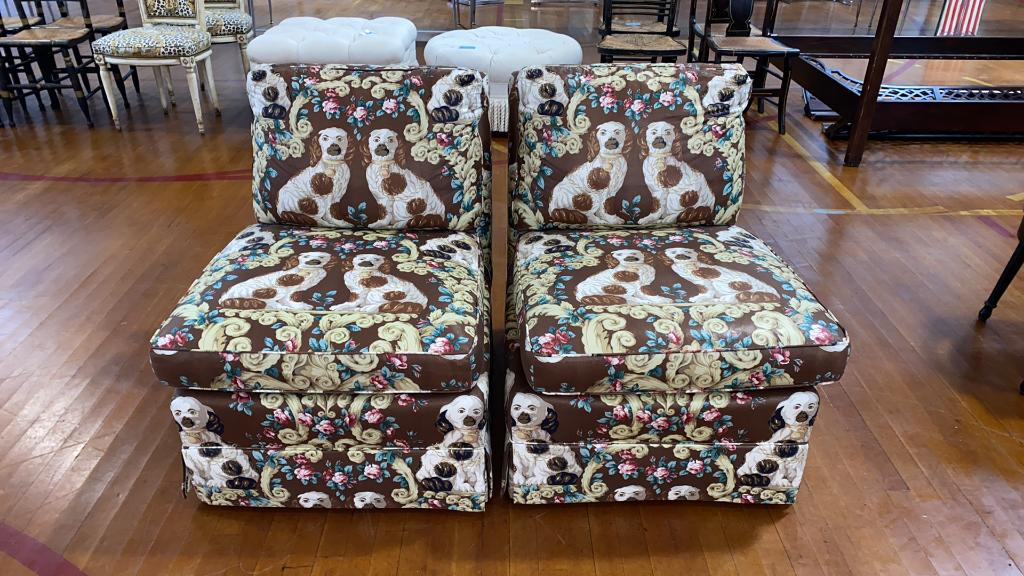 BAKER FURNITURE PAIR DOG UPHOLSTERED SIDE CHAIRS (1 of 6)