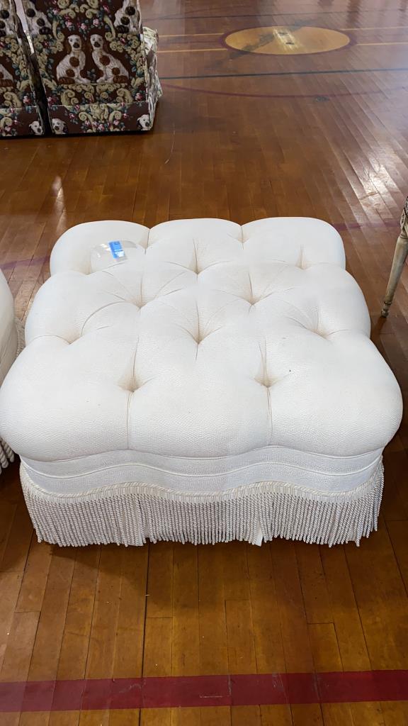 LARGE IVORY UPHOLSTERED OTTOMAN (1 of 4)