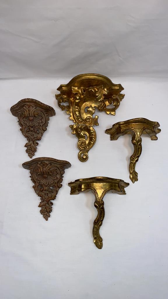 LG CARVED GILT SHELF, PR ITALIAN GOLD SHELVES: ~