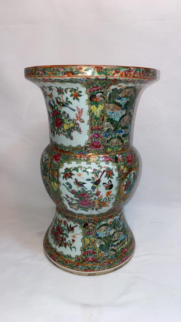 LARGE ROSE MEDALLION ROUND VASE ~ 13 1/2" TALL & (1 of 5)