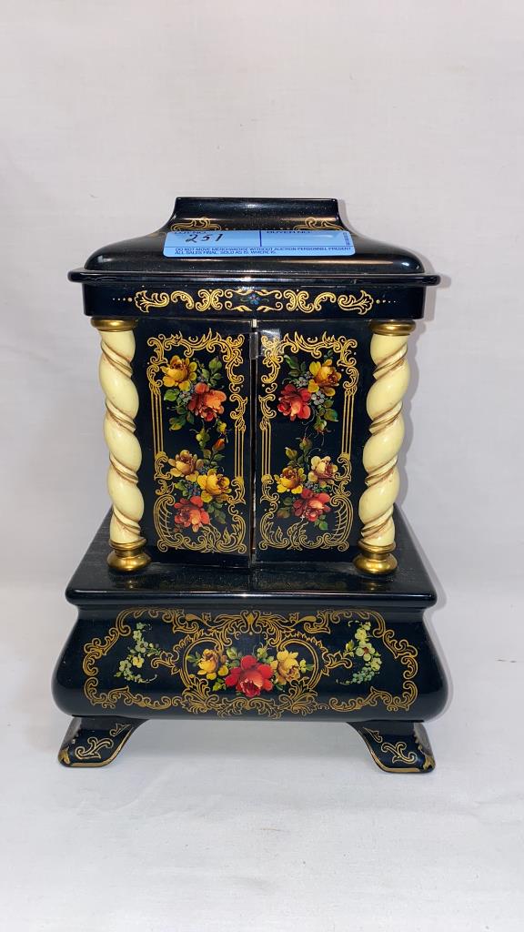 MOZART PAINT DECORATED MUSIC BOX: OPENING DOOR MECHANISM