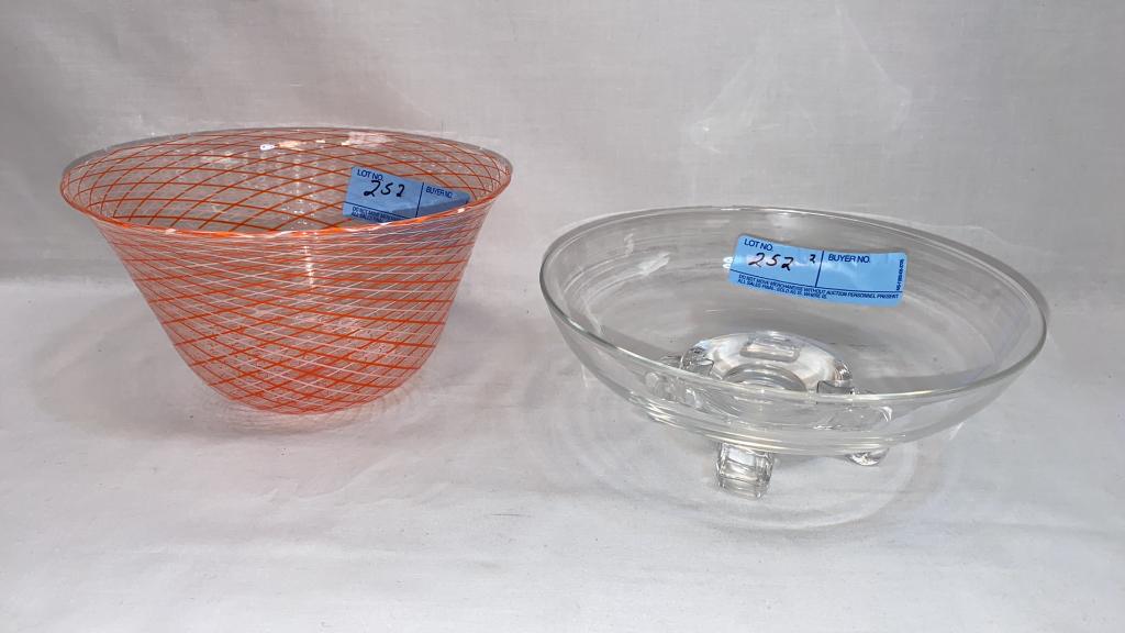 STEUBEN FOOTED BOWL & ORANGE & WHITE STRIPED ART G (1 of 6)