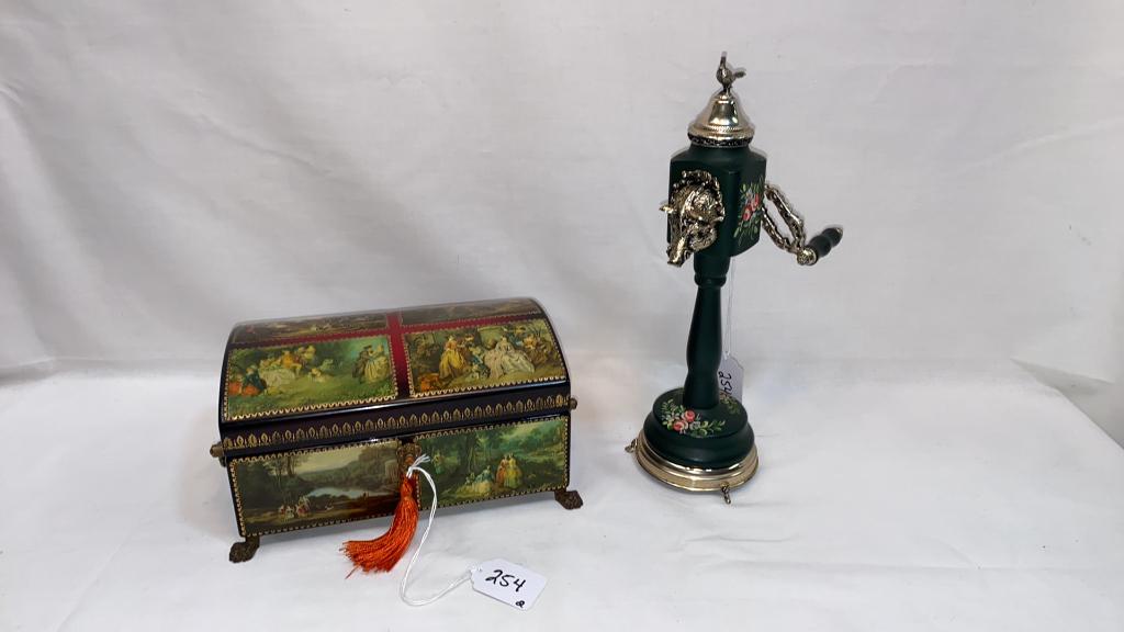 DECORATED DOME TOP MUSIC BOX & GRINDER SHAPE: MUSIC BOX
