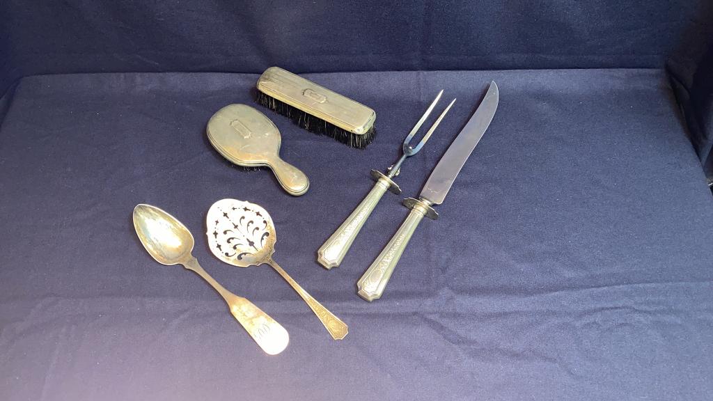 GORHAM STERLING SERVER, W MILLER COIN SPOON (1 of 6)