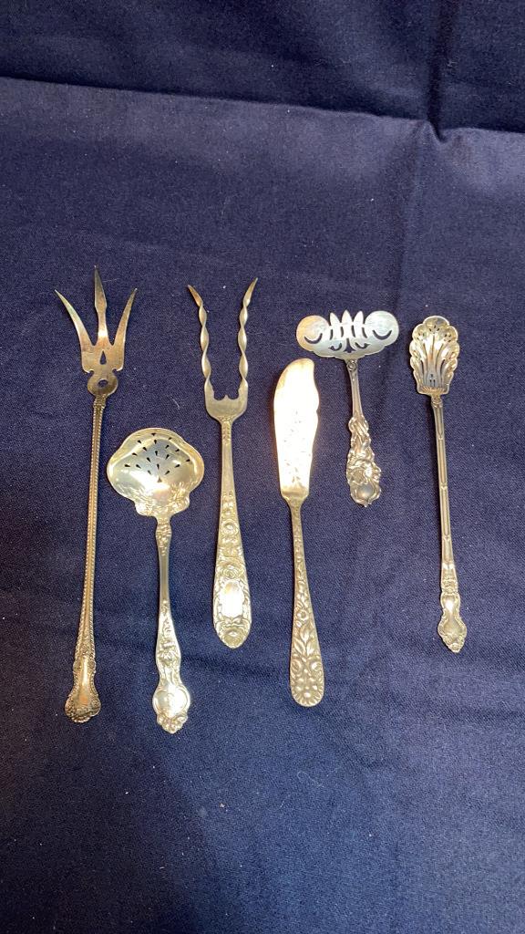 6 VARIOUS STERLING SERVING PCS (1 of 3)